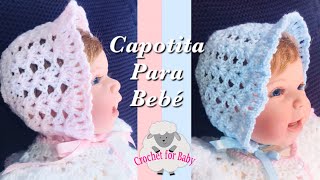 Como tejer gorro capota para bebé a croché para niñas 06M Crochet Baby bonnet Crochet for Baby 199 [upl. by Yeknarf]