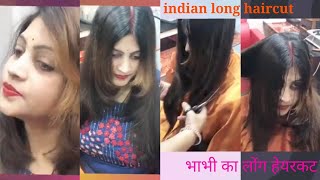 How to Long Layered Haircut tutorial  indian women long layer haircut  multi layer hair cut [upl. by Ocsinarf316]