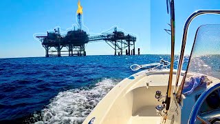 I TOOK My SMALL 17ft Boat to OFFSHORE Gas Rigs and CAUGHT This [upl. by Hctub]