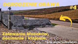 Montaż ogrodzenia modułowego  zalewanie bloczków ogrodzeniowych docinanie i klejenie [upl. by Brelje]