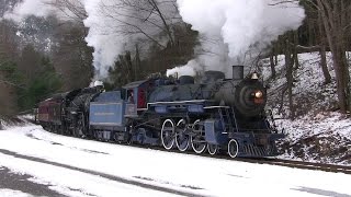 RampN 425 and CNJ 113 Double Header Steam  Minersville Santa Claus Train Rides 2014 [upl. by Ambie]