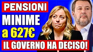 ULTIMORA PENSIONI IL GOVERNO HA DECISO 👉 MINIME A 627€ PROPROGA QUOTA 103 APE SOCIALE E ALTRO 📢 [upl. by Emlynn]