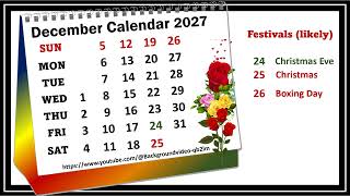 December Calendar 2027 decembercalender2027 [upl. by Aramaj]