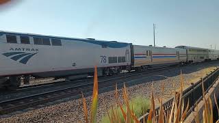 Amtrak California zephyr train 6 Roseville California with a crew person poking there head out [upl. by Aitel]