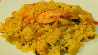 Receta fácil de arroz con pollo y marisco [upl. by Reiser]