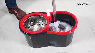 GPCT1883  360° Stainless Steel Spin Mop Wringer Bucket Set w Easy Press Handle amp 2 Mop Heads [upl. by Keraj305]