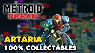 Metroid Dread  Artaria 100 All Collectable Locations Guide [upl. by Ilehs]