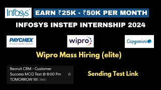 Wipro Elite Hiring  Infosys PAID Internship for College Students  Capgemini  hire me plz [upl. by Helbonnah596]