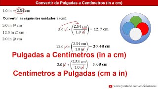 Pulgadas a Centímetros in a cm y de Centimetros a Pulgadas cm a in [upl. by Colbye798]