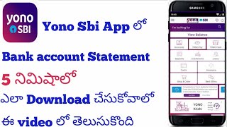 How to download SBI Bank Account Statement in yono sbi app online telugu [upl. by Sumetra]