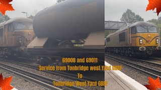 69008 and 69011 with RHTT service from Tonbridge West Yard GBRF to Tonbridge West Yard GBRF [upl. by Rosalynd]