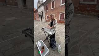 Italian Street Musician playing Glass water Experimentwine glass music at Murano island🇮🇹Shorts [upl. by Kenzi652]