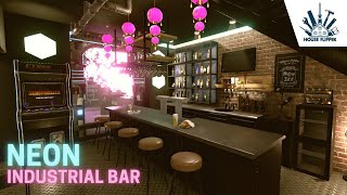 Alleyway of Lights  Neon Industrial Bar  House Flipper  Speed Build [upl. by Otilesoj530]