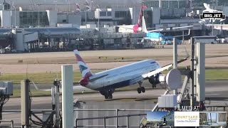 Plane aborts landing at Londons Heathrow Airport in high winds [upl. by Zarah397]