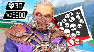 CAUSTIC 30 KILLS AND 5900 DAMAGE IN JUST ONE GAME Apex Legends Gameplay Season 20 [upl. by Ylas]