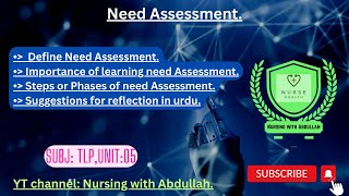 Need Assessment in urdu PostRn 2nd semester Unit 05 teaching learning principal [upl. by Lister378]