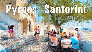 Pyrgos Santorini very beautiful village walking tour 4k Greece 2023 [upl. by Idzik250]