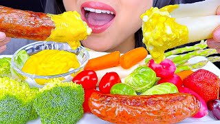 Asmr Mukbang  Sausage amp Veggies DIPPED in Cottage Cheese Mustard Sauce  Eating Sounds  ASMR Phan [upl. by Tabbatha424]