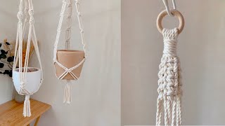 2 EASY MACRAME PLANT HANGERS TUTORIAL  Stepbystep Video 1 [upl. by Pennie]