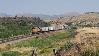 Oddball Union Pacific 1x2 mixed freight at McCammon Idaho  72224 [upl. by Hnacogn4]