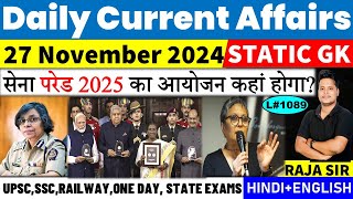 27 November 2024 Current Affair Today  Daily Current Affairs  Ssc  Railway  Bpsc  Uppcs Mppsc [upl. by Aeret]