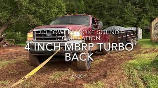 73 Powerstroke sound compilation 4” MBRP turbo back straight pipe [upl. by Akitan]