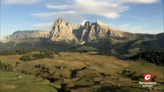 Val GardenaGröden summer aerial view [upl. by Sybley479]