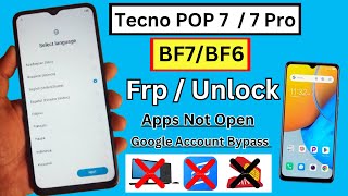 Tecno Pop 7Pop 7 Pro FRP Bypass Without PC Android 12  Tecno BF6BF7 Google Account Unlock [upl. by Ahsiyn]