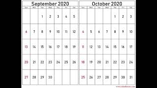 October 2020 Calendars  Free printable calendar [upl. by Eillah]