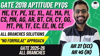 GATE 2018 APTITUDE PYQS  All Branches  PrepFusion  GATE 2024 [upl. by Hsirk]