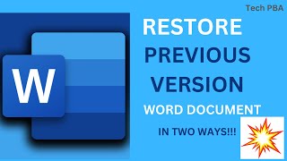 How to restore previous version of a word document in two ways  Microsoft Word [upl. by Ahseel]