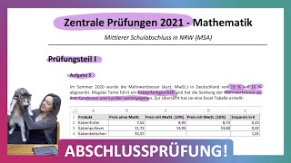 ZP 10 NRW Mathe 2021  Mittlerer Schulabschluss Realschule MSA  Teil 1 A5  Excel Tabellen [upl. by Ferne]