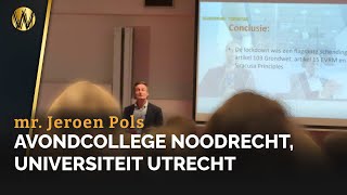 Avondcollege Noodrecht Universiteit Utrecht  mr Jeroen Pols [upl. by Asyla]