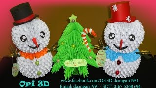 Tutorial Snowman 3D Origami  Hướng dẫn xếp người tuyết Origami 3D [upl. by Feledy]