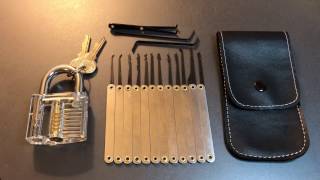 318 Banggood 12 Piece Pick Set and Transparent Padlock Review [upl. by Areis]