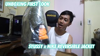 FIRST LOOK at the NEW DROP Stussy x Nike Reversible Varsity Jacket Olive UNBOXING [upl. by Rephotsirhc717]