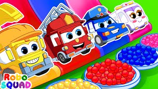 Five Little Cars Song 🚓🚒 Baby Shark  Nursery Rhymes  RoboSquad Kids Songs [upl. by Sinnylg]