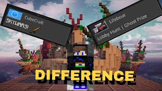 Minecraft cubecraft server and lifeboat server difference in bedwar [upl. by Ekaj755]