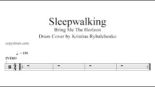 Sleepwalking  Bring Me The Horizon  Drum Cover by Kristina Rybalchenko  DRUM SHEET MUSIC [upl. by Elmore600]