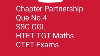 Chapter Partnership SSC CGL Pre and Mains Exam 2023 PYQ No4 ssccgl sscmts ssccpo tgtmaths htet [upl. by Drehcir673]