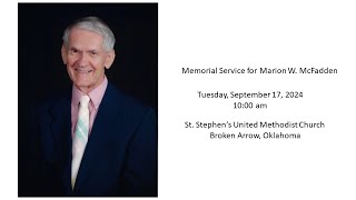 091724 Memorial Service for Marion W McFadden [upl. by Clarisa519]