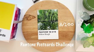 Part 3100 Pantone Challenge POSTCARDS 🎨 paint with me gouache [upl. by Herates]