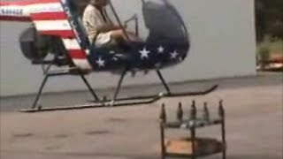 Helicopter Opens Beer Bottles Pilot shows Amazing Flying Skills Precision Flying with Landing Skids [upl. by Hewes]