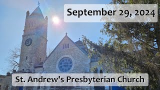 September 29 2024 Sunday Worship St Andrews Presbyterian Church Kingston Ontario [upl. by Ingaberg]