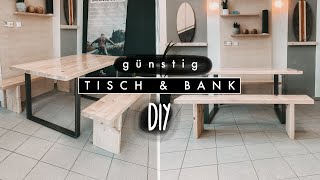 DIY Tisch und Bank aus Holz selber bauen  einfach und günstig aus Massivholz  EASY ALEX [upl. by Rodolph]