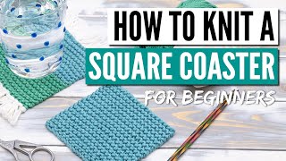 How to knit a coaster for beginners  Step by step tutorial [upl. by Sneed456]