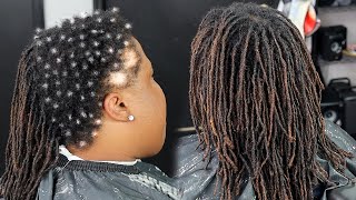 🔥BIG CHOP🔥 CAN I FIX HER ALOPECIA  7 YEAR LOC JOURNEY WOMANS HAIRCUT HAIRCUT TUTORIAL [upl. by Atnohsal]