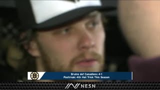 David Pastrnak On Potting His 40th Goal Of Season Another Hat Trick [upl. by Enneirdna]