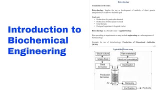 Introduction to Biochemical Engineering1 Explained Biochemical amp Bioprocess Engineering [upl. by Verneuil]