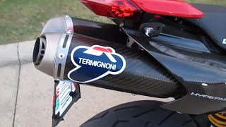 Ducati Hypermotard 1100S Termignoni Exhaust  Dry Clutch Sound Demo [upl. by Daraj]